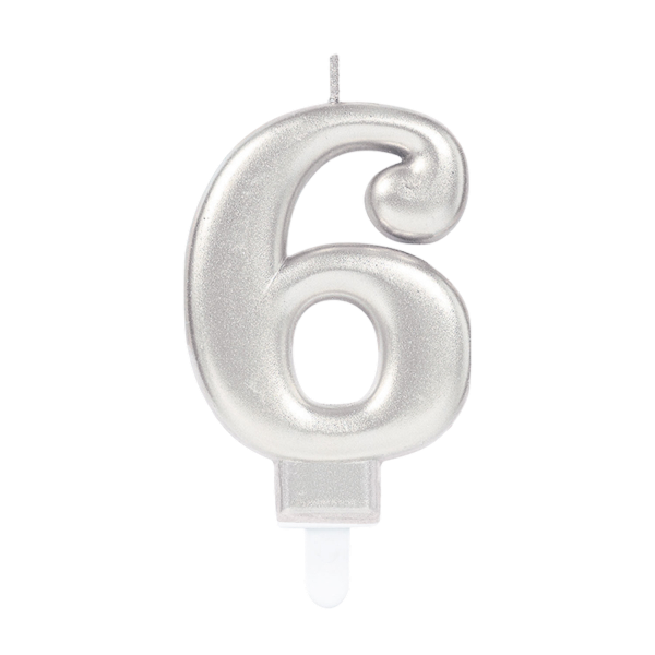 Candle Number 6 Silver